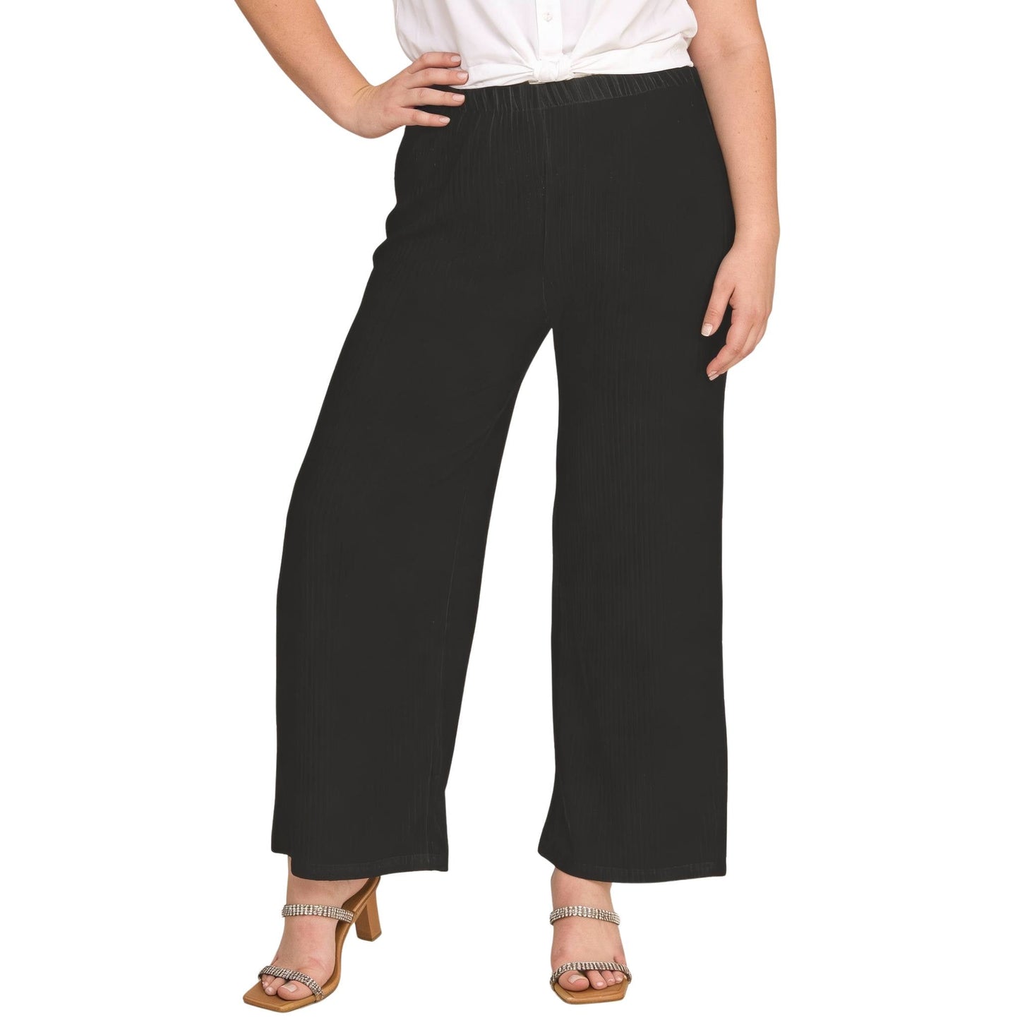 Plus Size Crinkle Knit Pants - ZumBuys