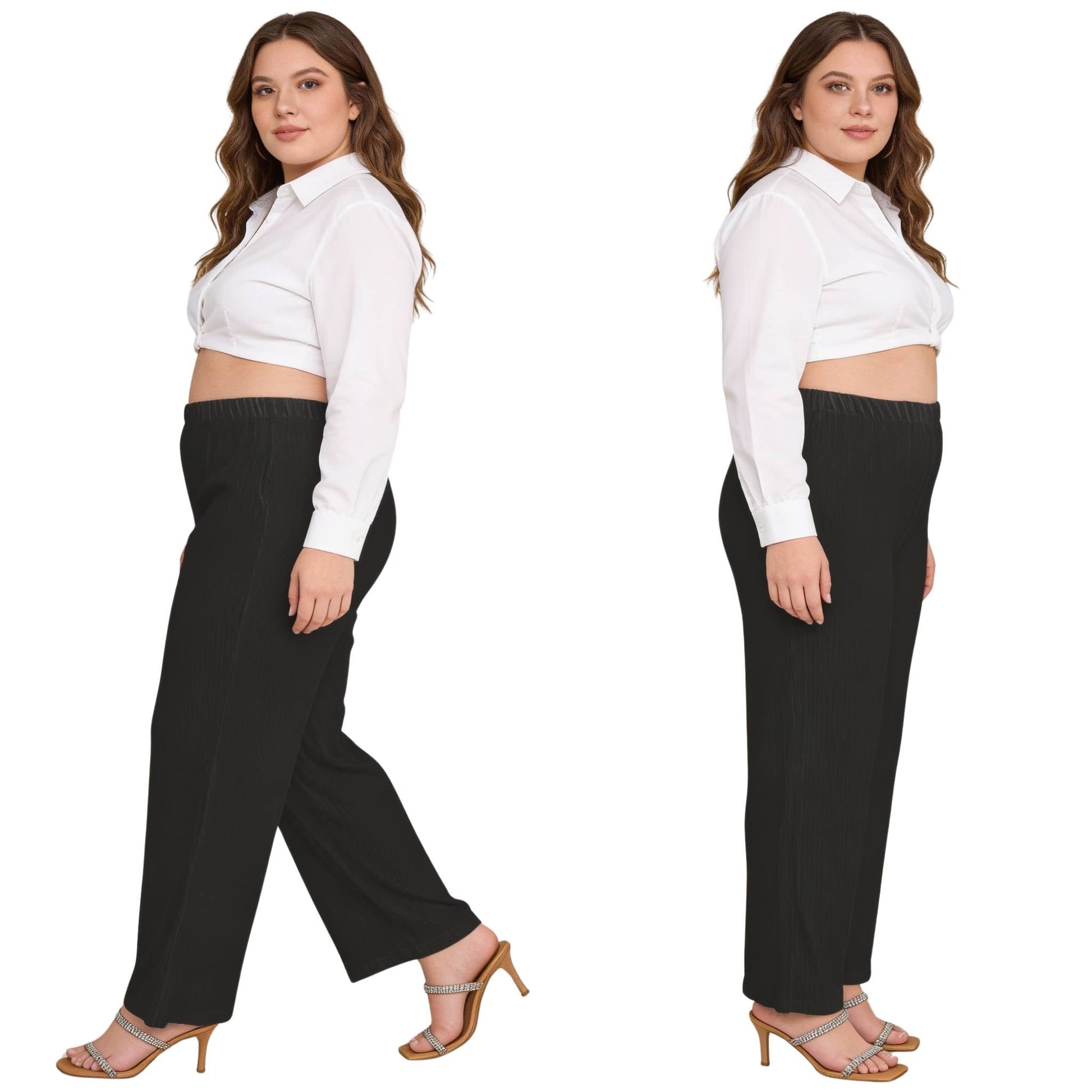 Plus Size Crinkle Knit Pants - ZumBuys