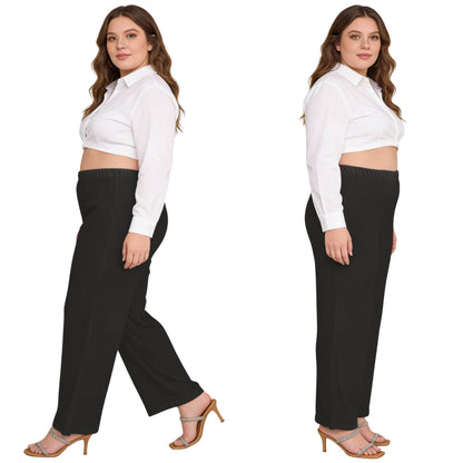 Plus Size Crinkle Knit Pants - ZumBuys