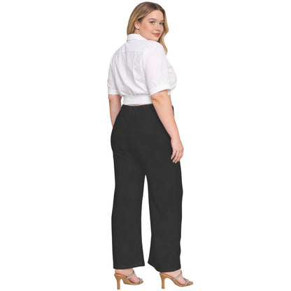 Plus Size Crinkle Knit Pants - ZumBuys