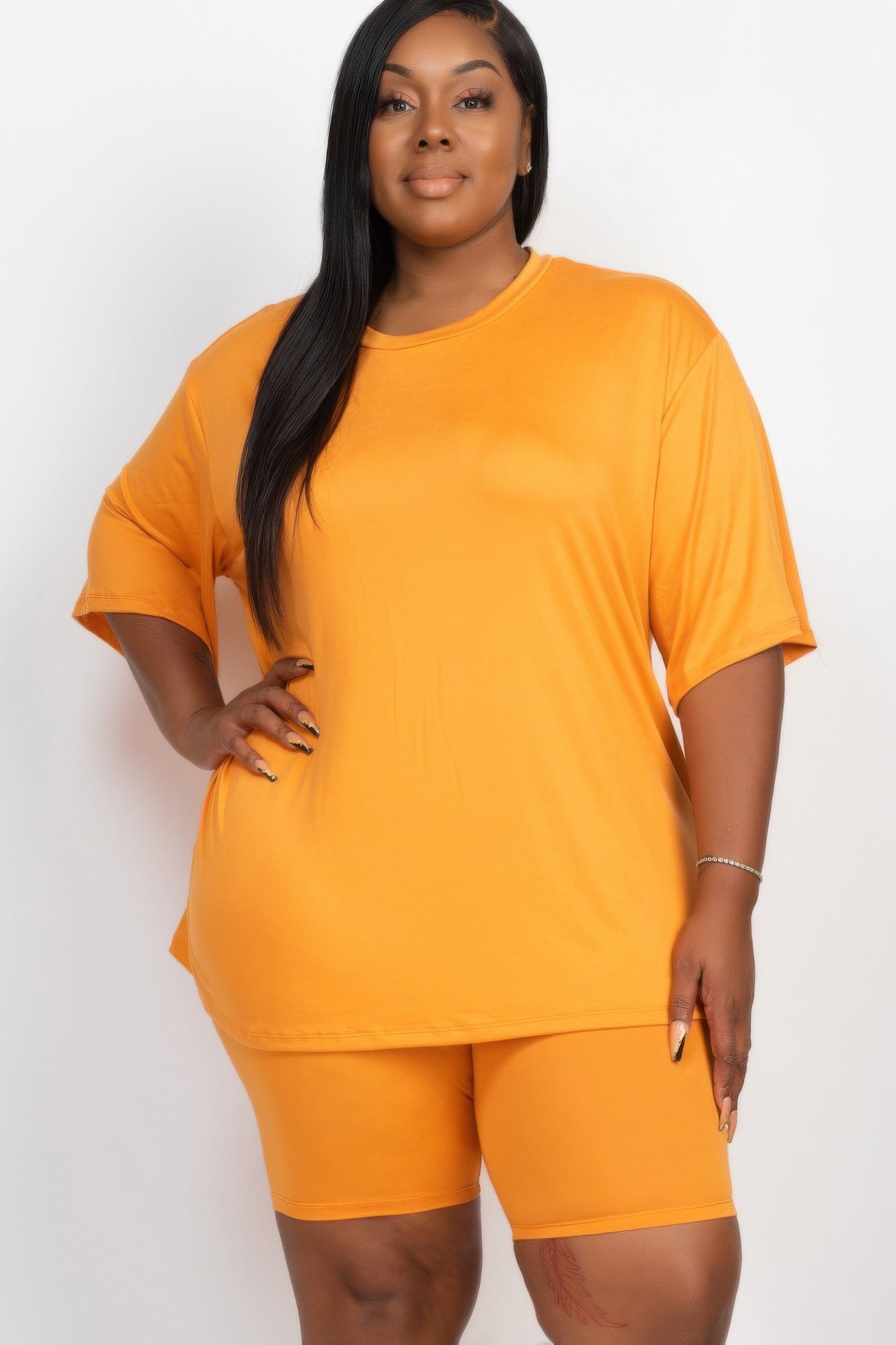Plus Size Loose Fit Top & Biker Shorts Set - ZumBuys
