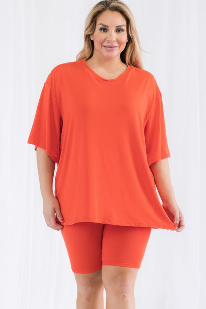 Plus Size Loose Fit Top & Biker Shorts Set - ZumBuys