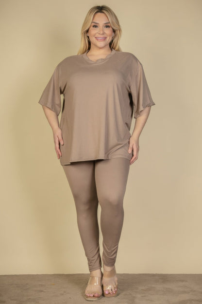 Plus Size Oversized T-shirt & Leggings Set - ZumBuys