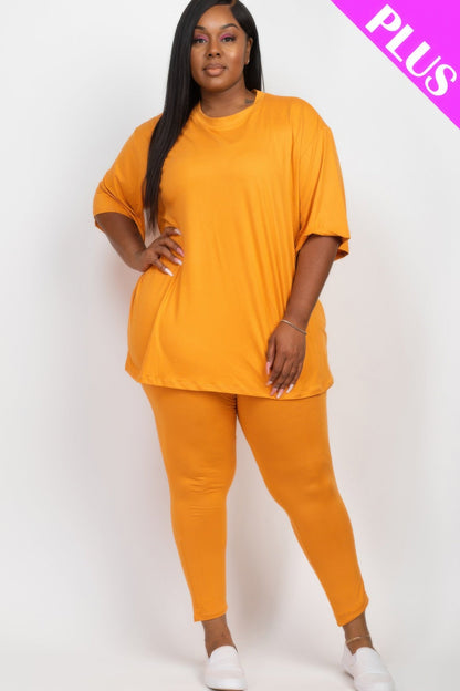 Plus Size Oversized T-shirt & Leggings Set - ZumBuys