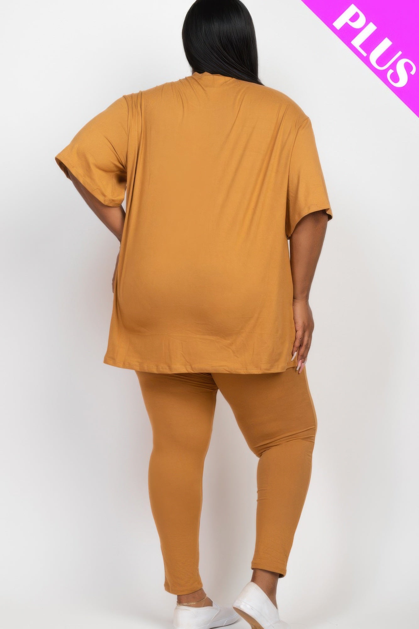 Plus Size Oversized T-shirt & Leggings Set - ZumBuys