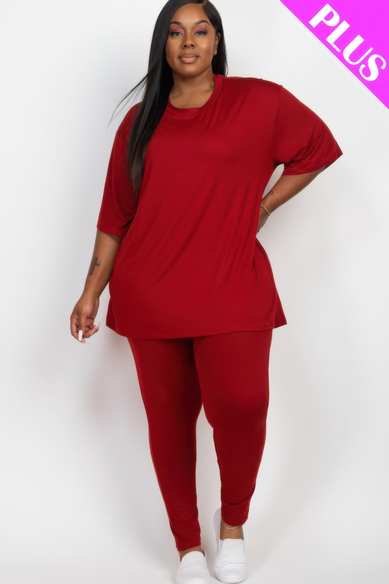 Plus Size Oversized T-shirt & Leggings Set - ZumBuys