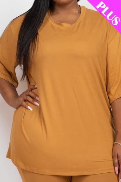 Plus Size Oversized T-shirt & Leggings Set - ZumBuys