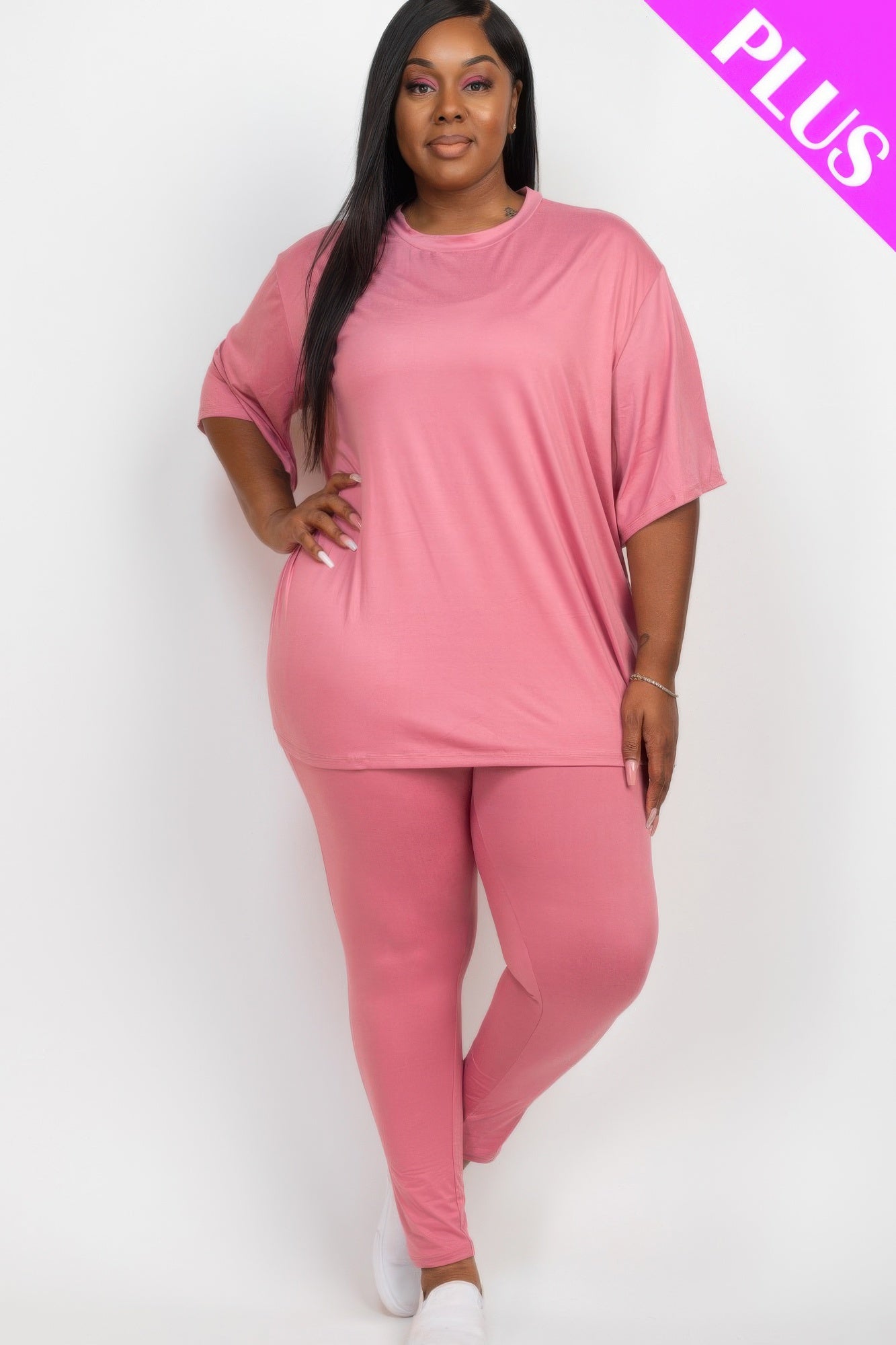 Plus Size Oversized T-shirt & Leggings Set - ZumBuys