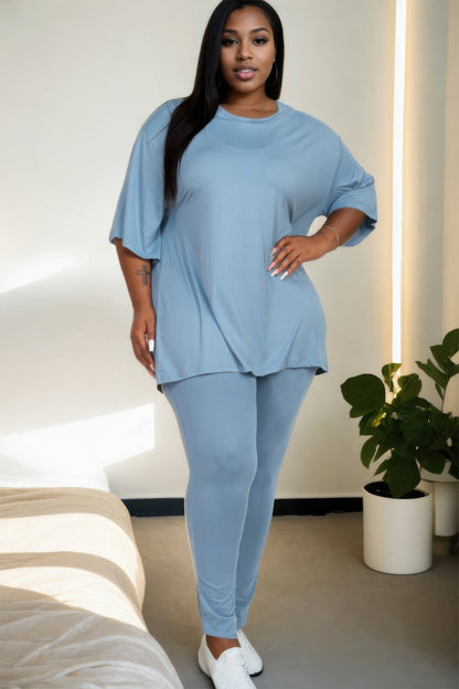 Plus Size Oversized T-shirt & Leggings Set - ZumBuys