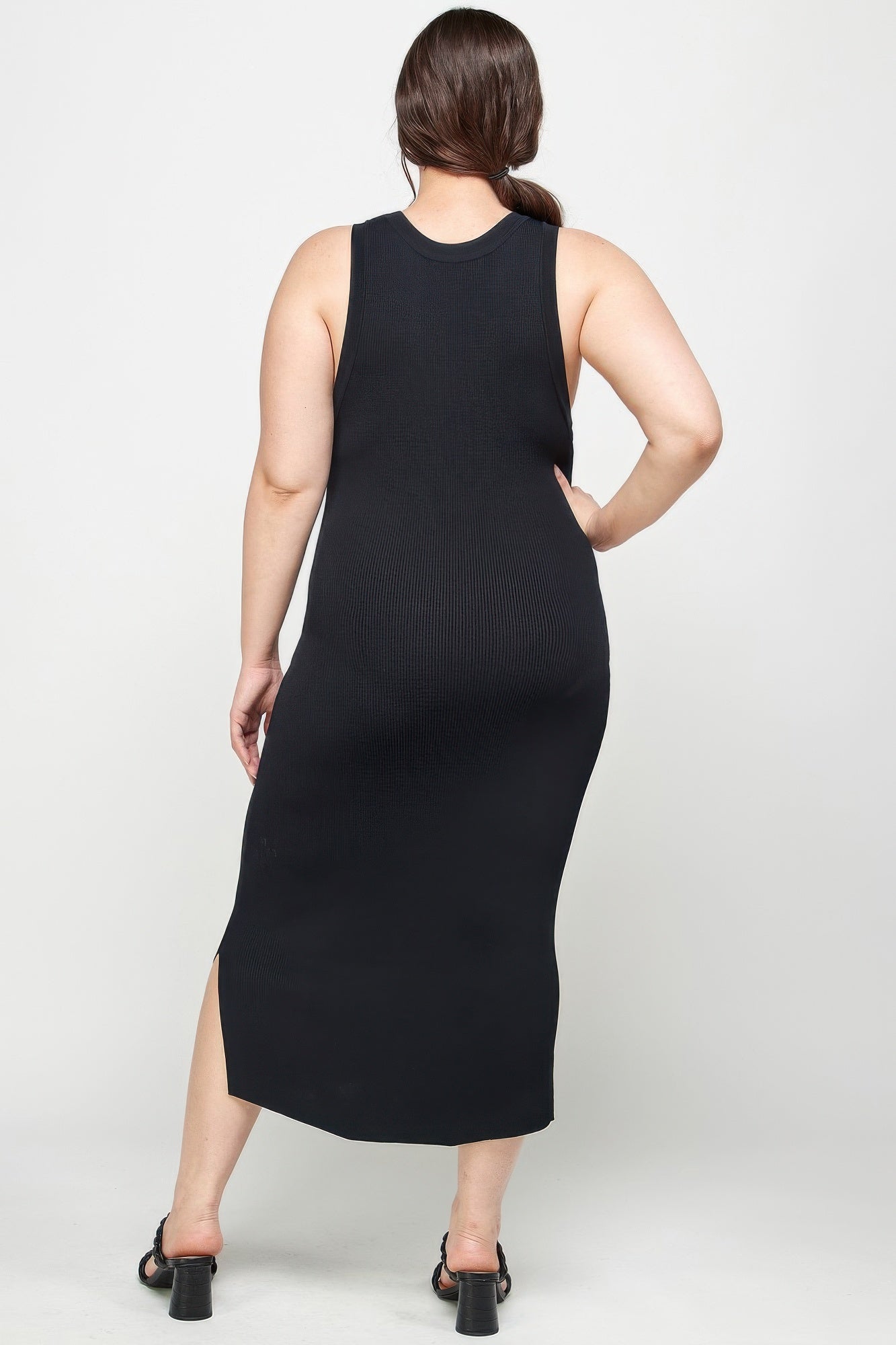 Plus Size Stretchy Racer Back Midi Dress - ZumBuys