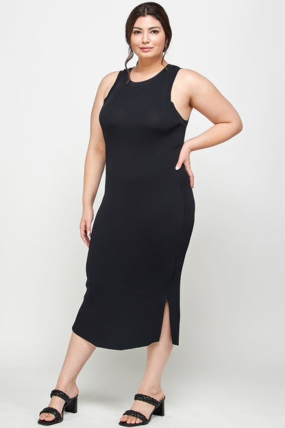 Plus Size Stretchy Racer Back Midi Dress - ZumBuys