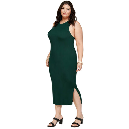Plus Size Stretchy Racer Back Midi Dress - ZumBuys