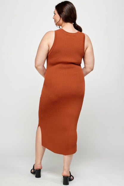 Plus Size Stretchy Racer Back Midi Dress - ZumBuys