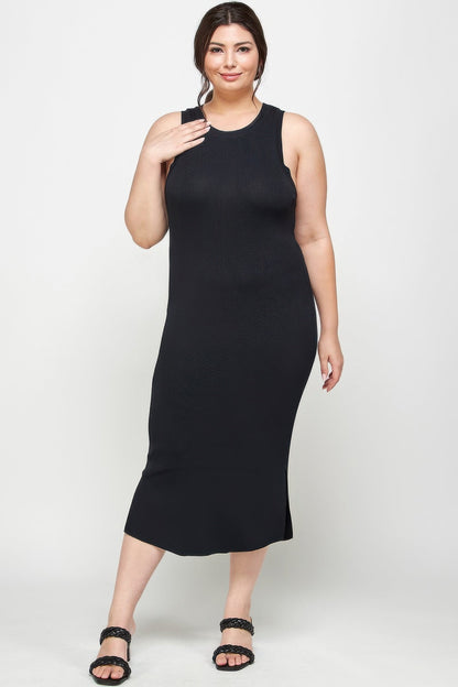 Plus Size Stretchy Racer Back Midi Dress - ZumBuys