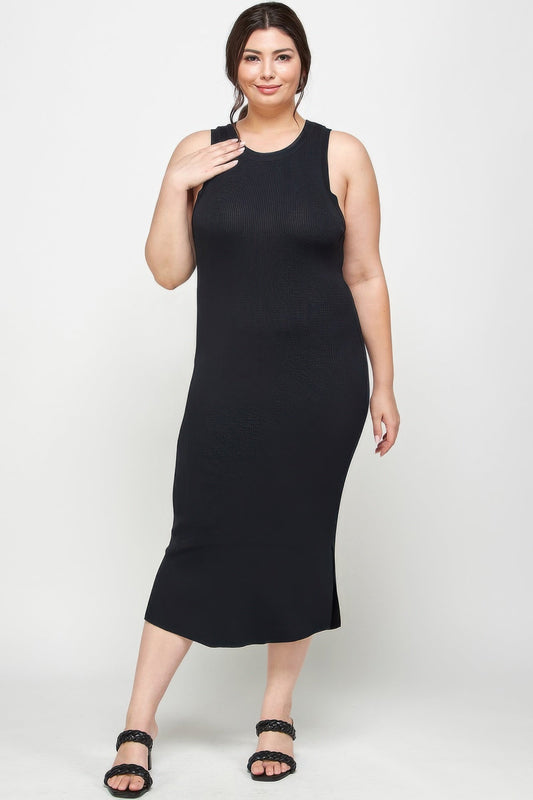 Plus Size Stretchy Racer Back Midi Dress - ZumBuys