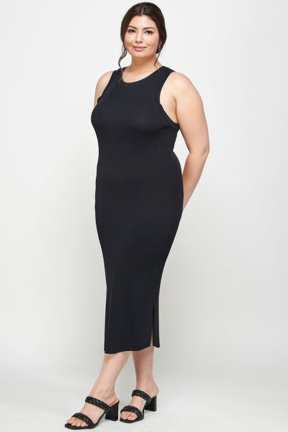 Plus Size Stretchy Racer Back Midi Dress - ZumBuys