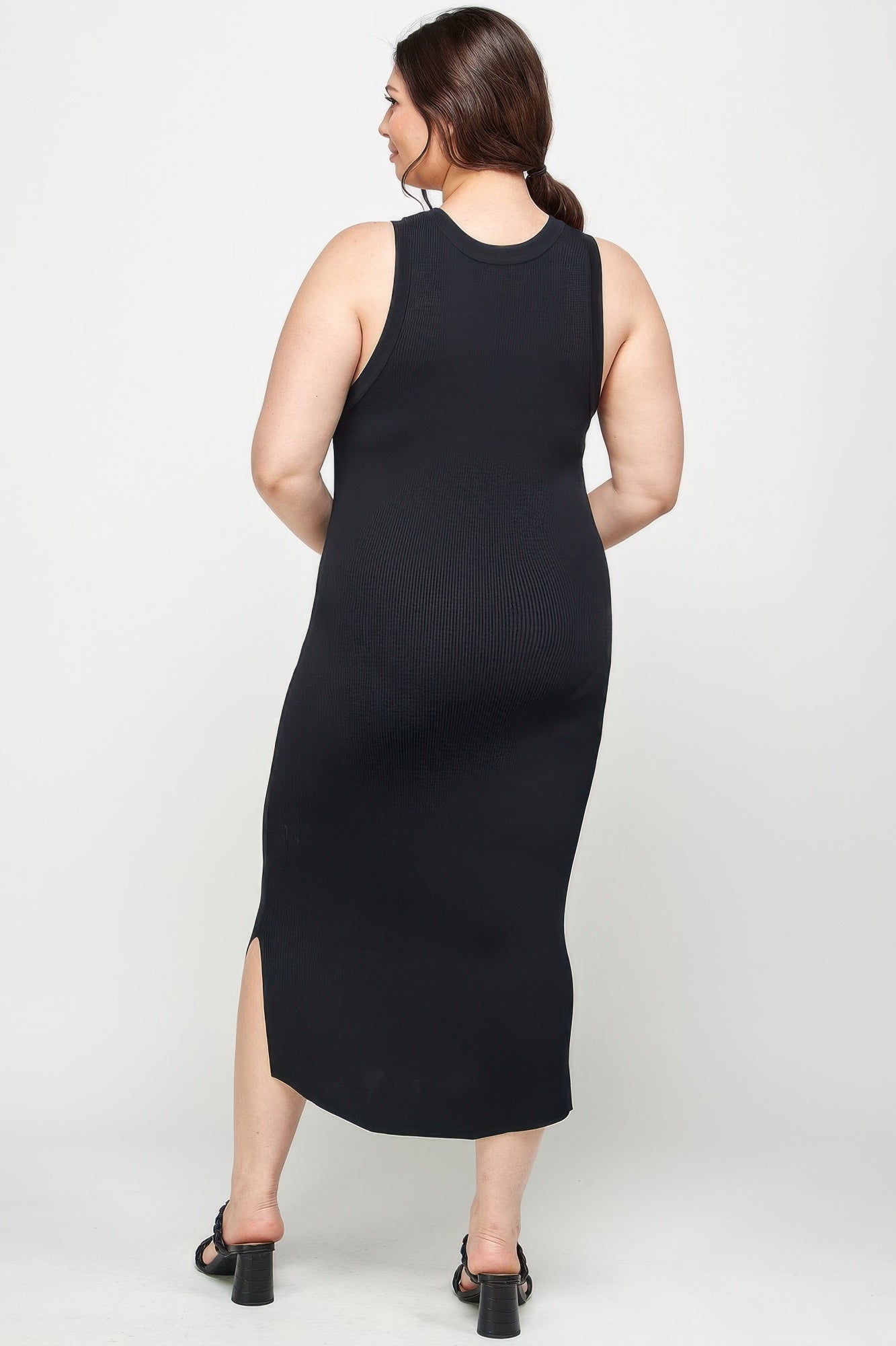 Plus Size Stretchy Racer Back Midi Dress - ZumBuys