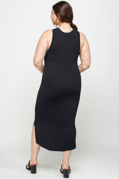 Plus Size Stretchy Racer Back Midi Dress - ZumBuys