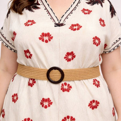 Plus Size Tropical Border Print Midi Dress | Resort Style Summer Dress - ZumBuys