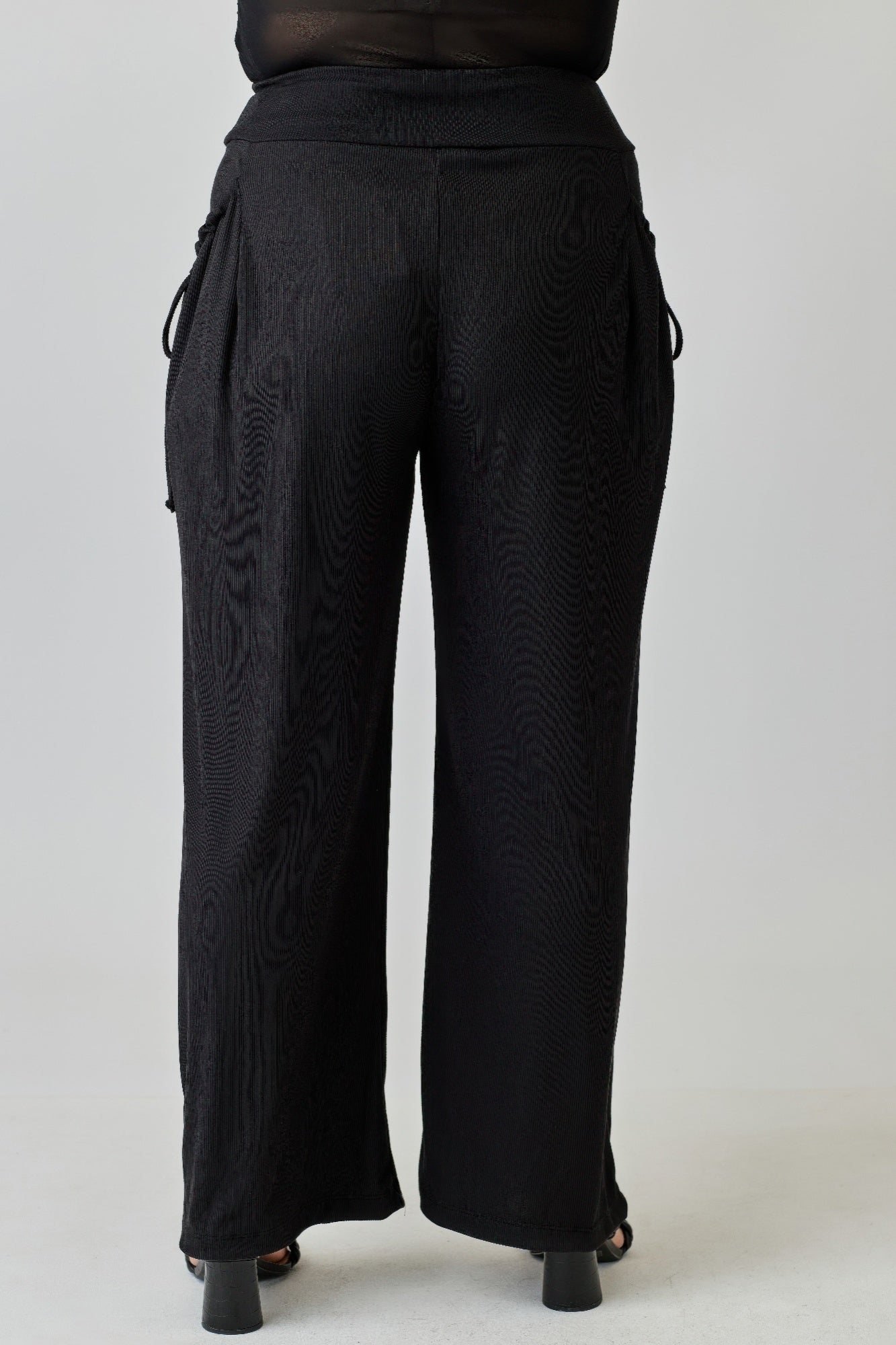Plus Size Wide - leg Pants W Side Drawstring Detail - ZumBuys