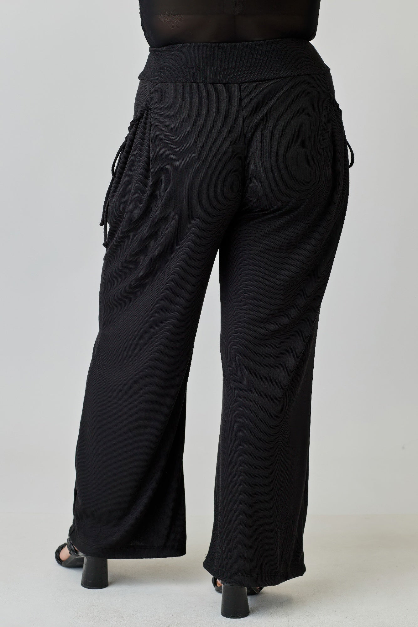 Plus Size Wide - leg Pants W Side Drawstring Detail - ZumBuys
