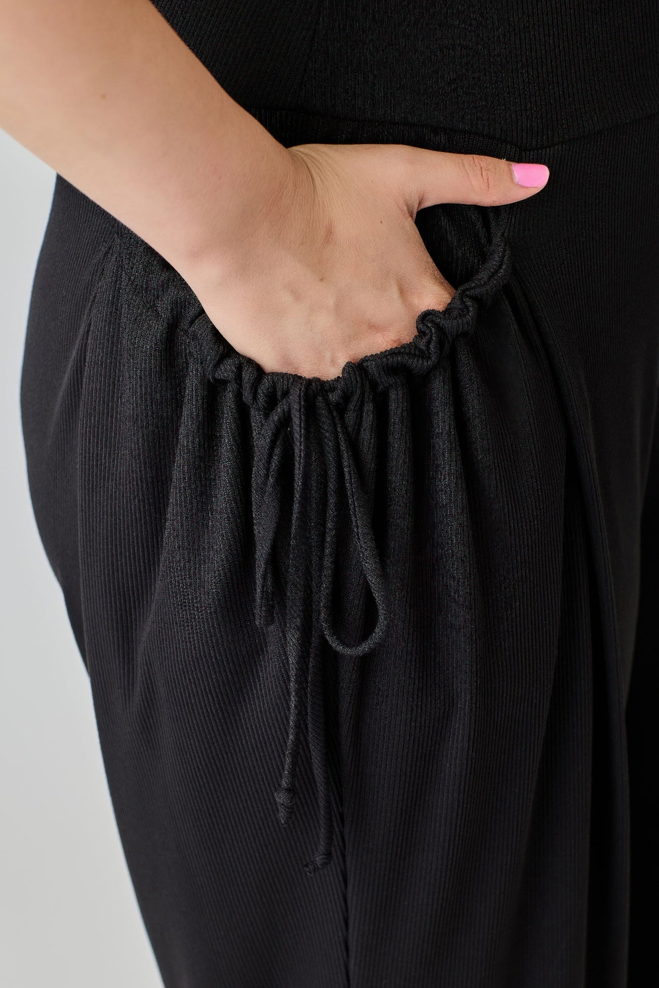 Plus Size Wide - leg Pants W Side Drawstring Detail - ZumBuys