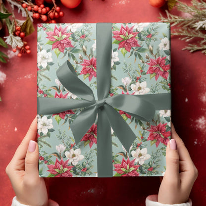 Poinsettia Elegance Wrapping Paper - ZumBuys