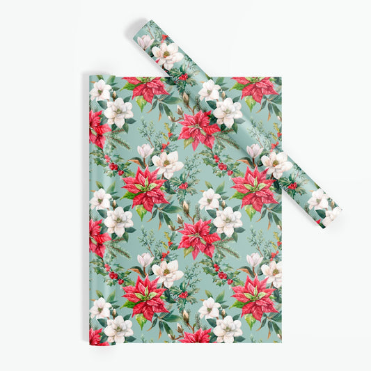 Poinsettia Elegance Wrapping Paper - ZumBuys