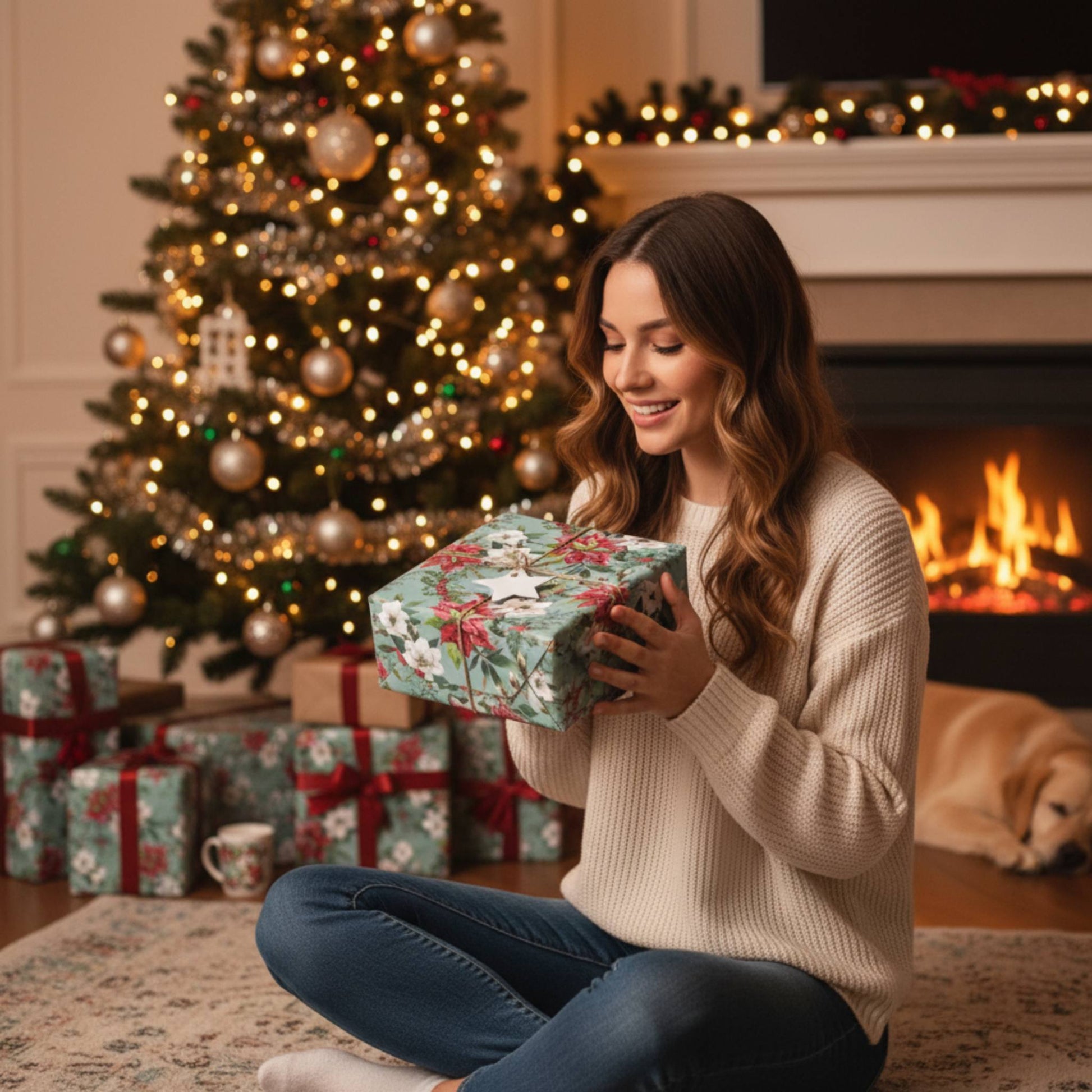 Poinsettia Elegance Wrapping Paper - ZumBuys