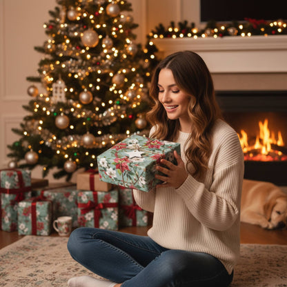 Poinsettia Elegance Wrapping Paper - ZumBuys