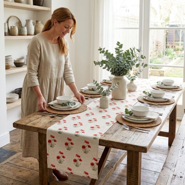 Poppy Table Runner – Red Floral Farmhouse Table Decor (16x72 or 16x90) - ZumBuys