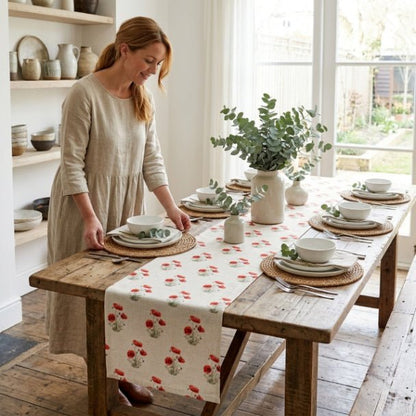 Poppy Table Runner – Red Floral Farmhouse Table Decor (16x72 or 16x90) - ZumBuys