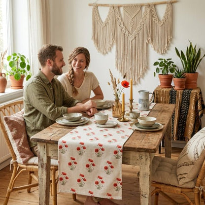 Poppy Table Runner – Red Floral Farmhouse Table Decor (16x72 or 16x90) - ZumBuys