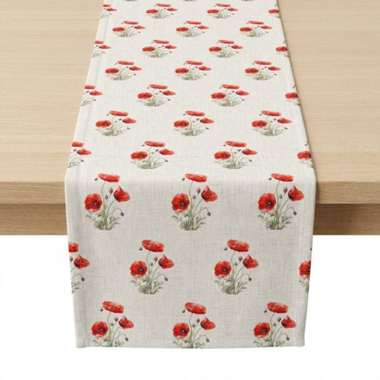 Poppy Table Runner – Red Floral Farmhouse Table Decor (16x72 or 16x90) - ZumBuys