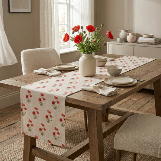 Poppy Table Runner – Red Floral Farmhouse Table Decor (16x72 or 16x90) - ZumBuys
