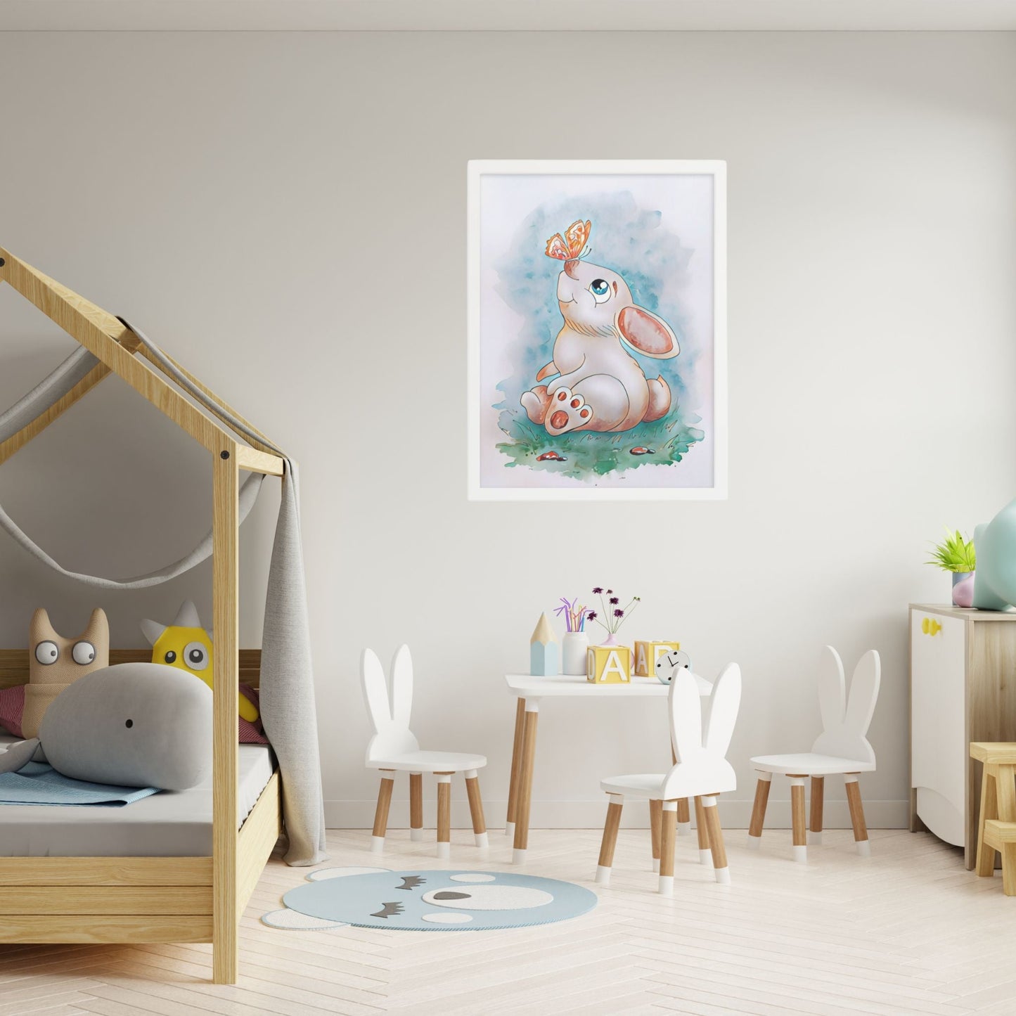 Rabbit & Butterfly Framed Artwork - ZumBuys