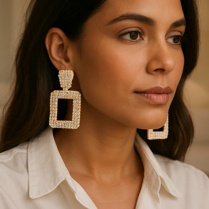 Rectangular Chain Drop Earrings - ZumBuys