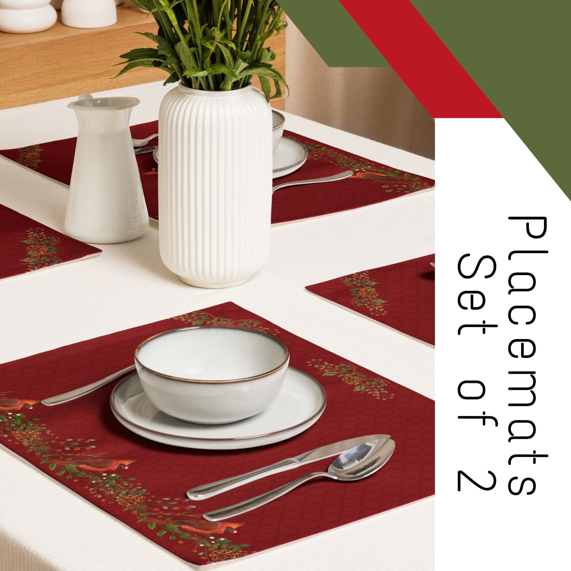 Red Bird Placemat, 2pc - ZumBuys