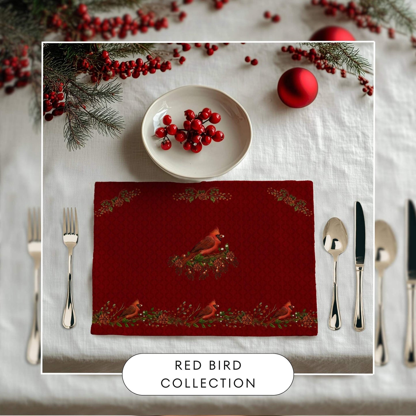 Red Bird Placemat, 2pc - ZumBuys