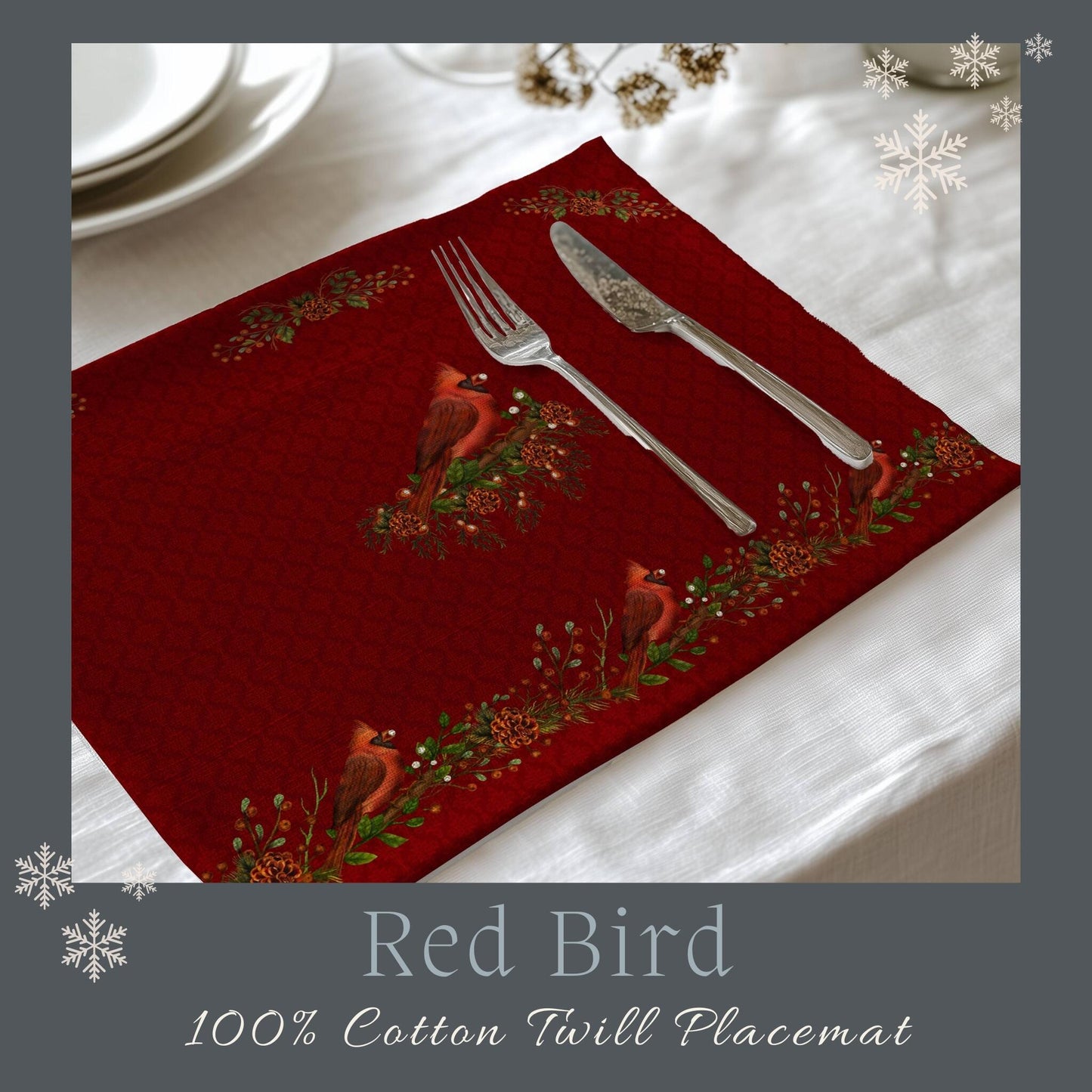 Red Bird Placemat, 2pc - ZumBuys