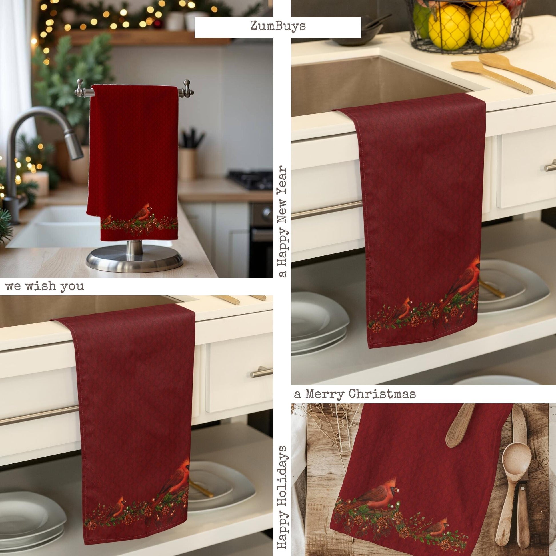 Red Bird Tea Towel (cotton, poly) - ZumBuys