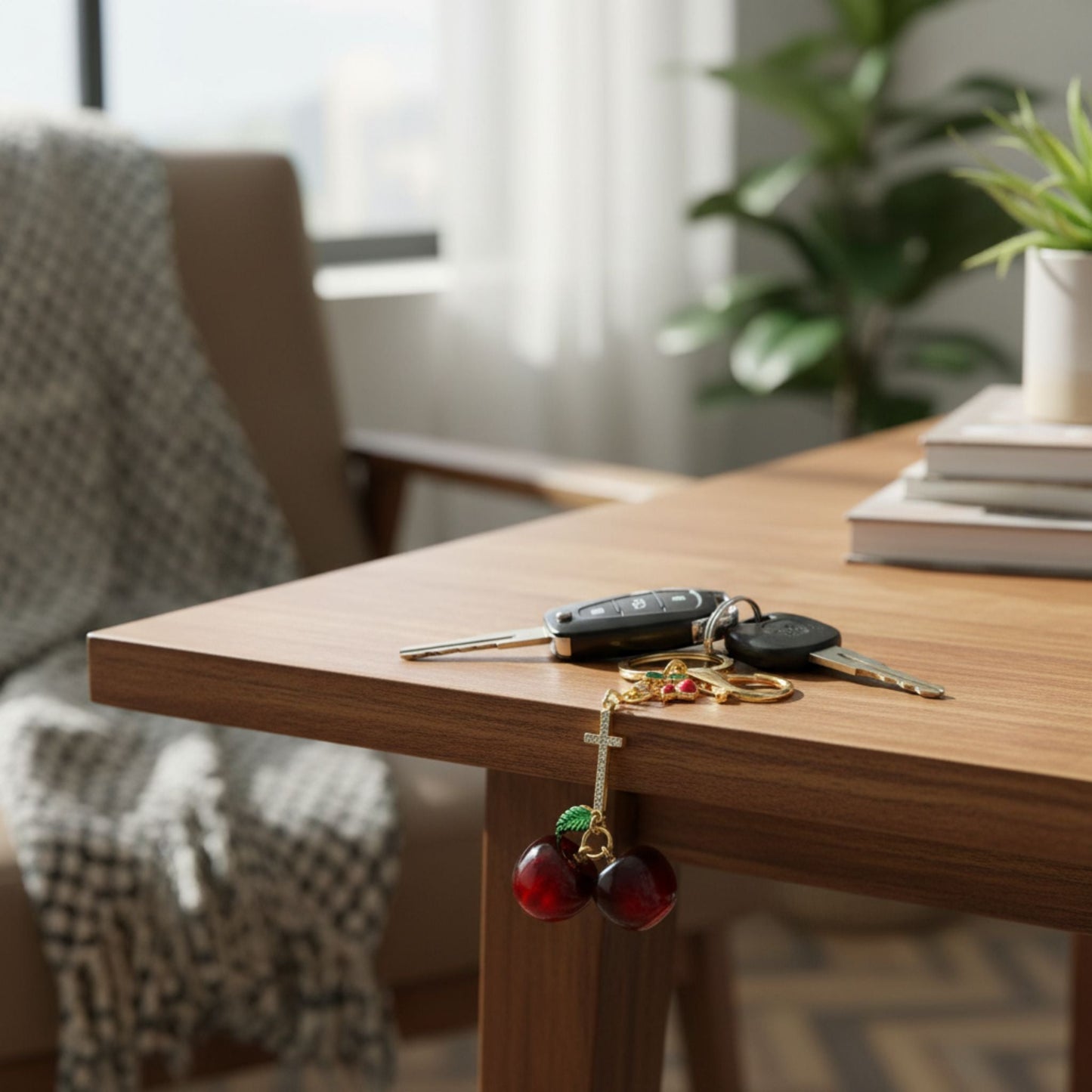 Red Cherry Charm Keychain - ZumBuys