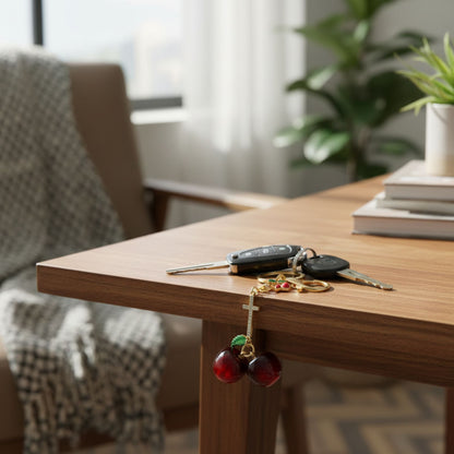 Red Cherry Charm Keychain - ZumBuys