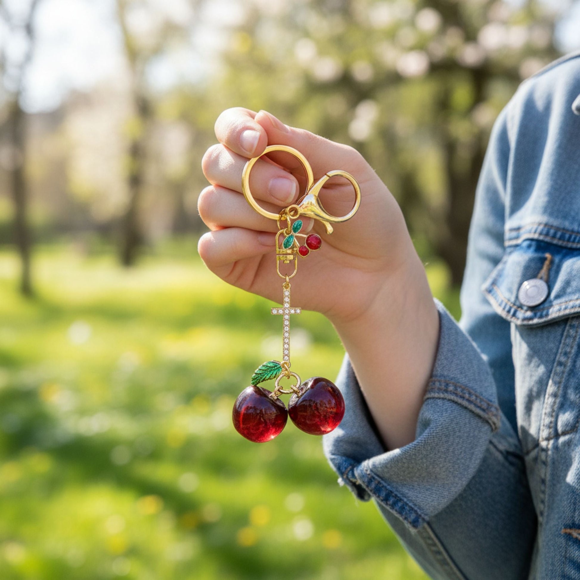 Red Cherry Charm Keychain - ZumBuys