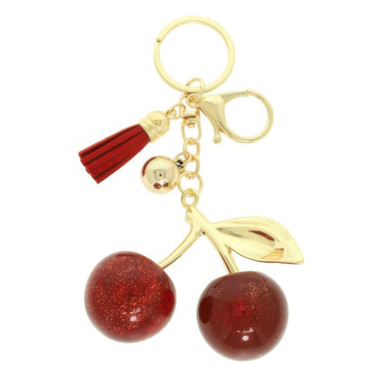 Red Glittered Resin Cherry Keychain - ZumBuys