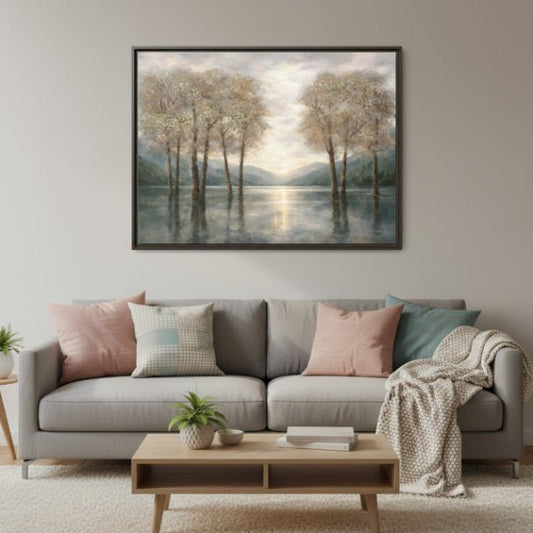 Reflections of Quiet Light Matte Canvas, Framed (Multi - color) - ZumBuys