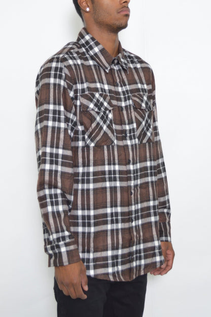Regular Fit Checker Plaid Flannel Long Sleeve - ZumBuys