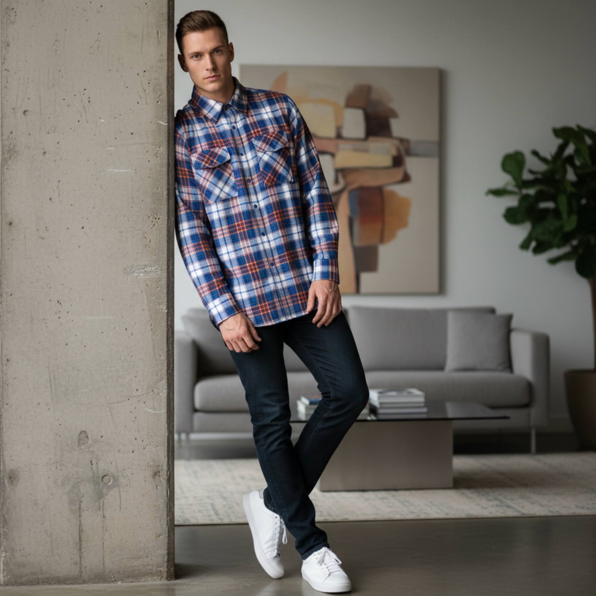 Regular Fit Checker Plaid Flannel Long Sleeve - ZumBuys