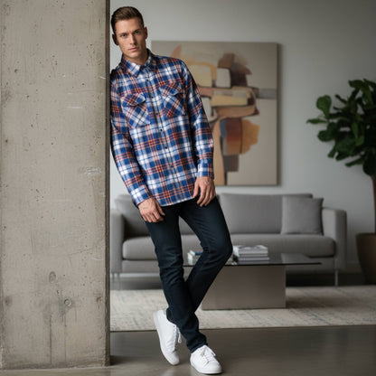 Regular Fit Checker Plaid Flannel Long Sleeve - ZumBuys
