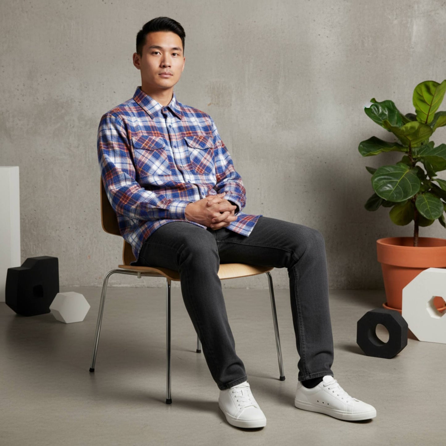 Regular Fit Checker Plaid Flannel Long Sleeve - ZumBuys